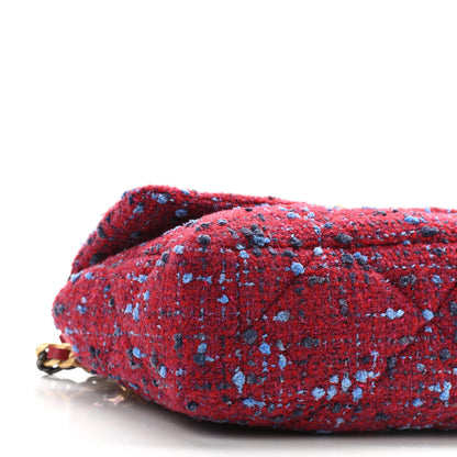 Chanel Tweed Quilted Large Chanel 19 Flap Red Blue Grey 9 of 11