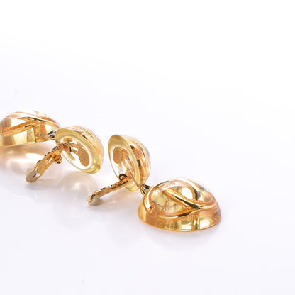 Chanel Resin CC Drop Clip On Earrings Gold 3 of 6