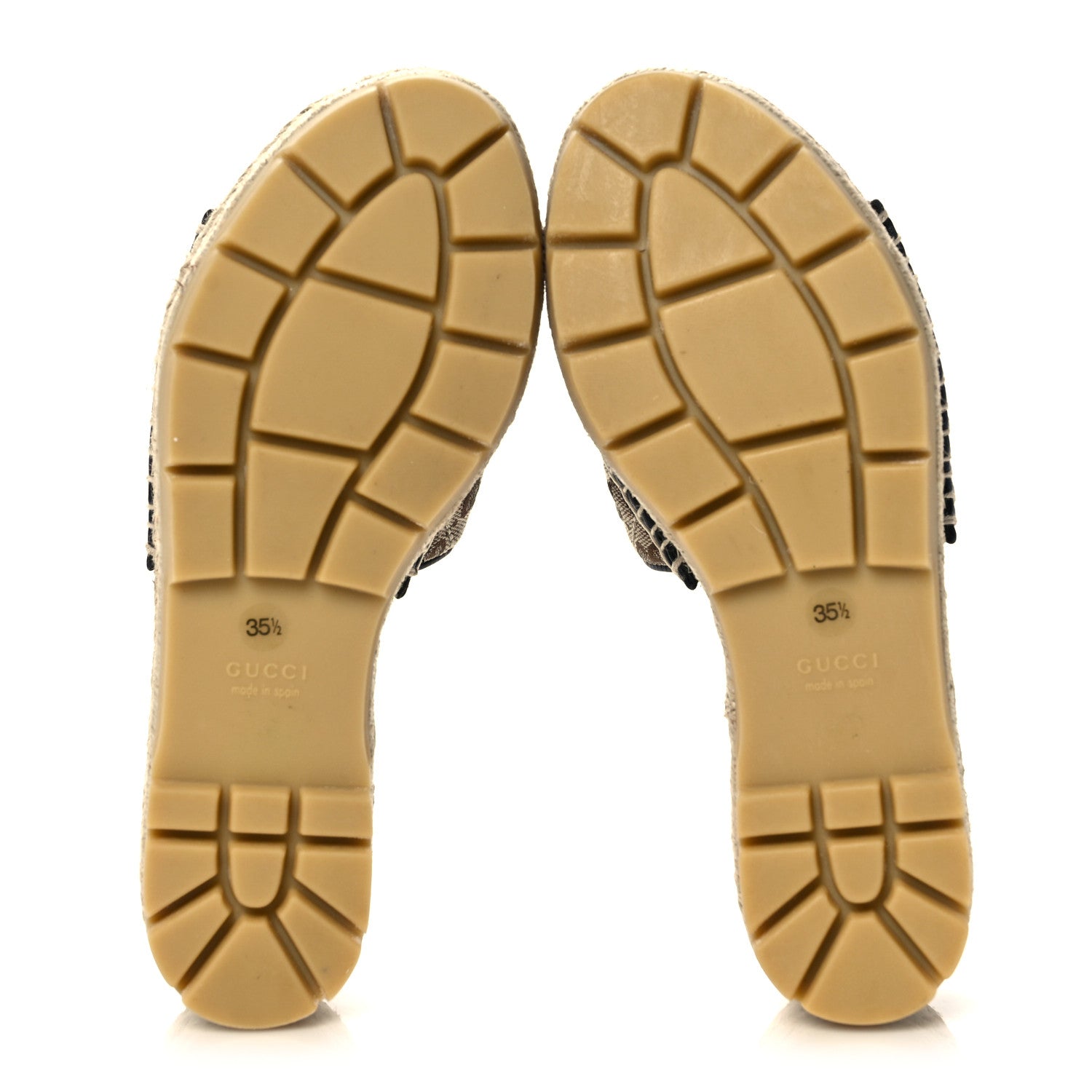 Gucci Monogram Matelasse Diagonal GG Marmont Platform Espadrille Slide Sandals 35.5 Beige Ebony Black 5 of 9