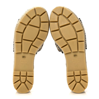 Gucci Monogram Matelasse Diagonal GG Marmont Platform Espadrille Slide Sandals 35.5 Beige Ebony Black 5 of 9