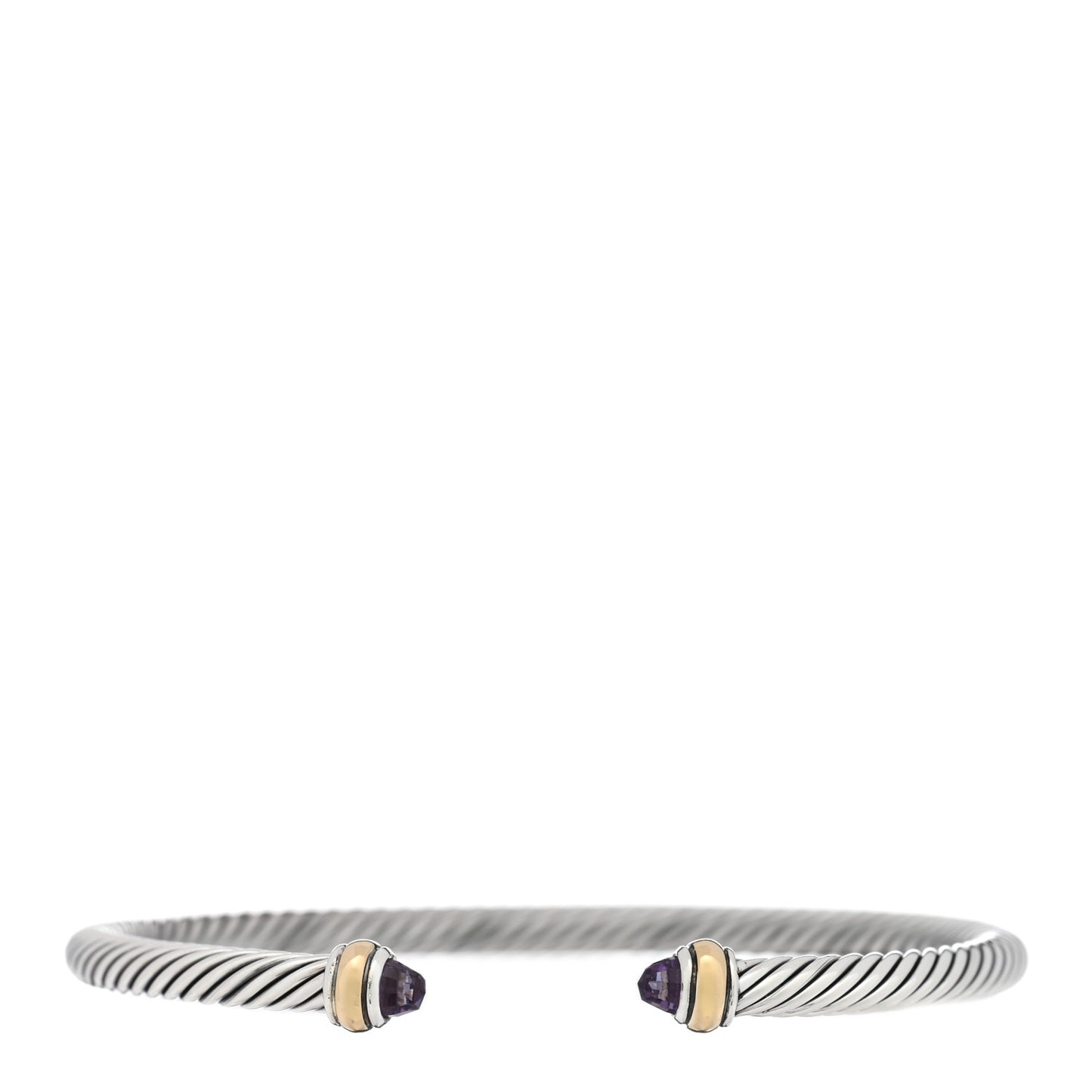 Sterling Silver 18K Yellow Gold Amethyst 4mm Cable Classics Bracelet