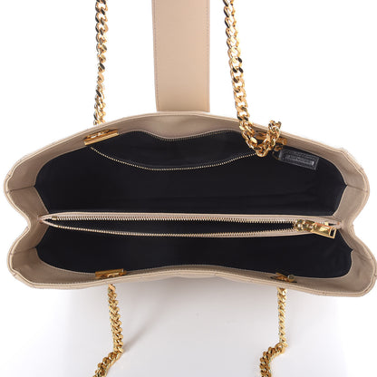 Saint Laurent Grain de Poudre Matelasse Chevron Monogram Shopping Bag Nude Powder 5 of 13