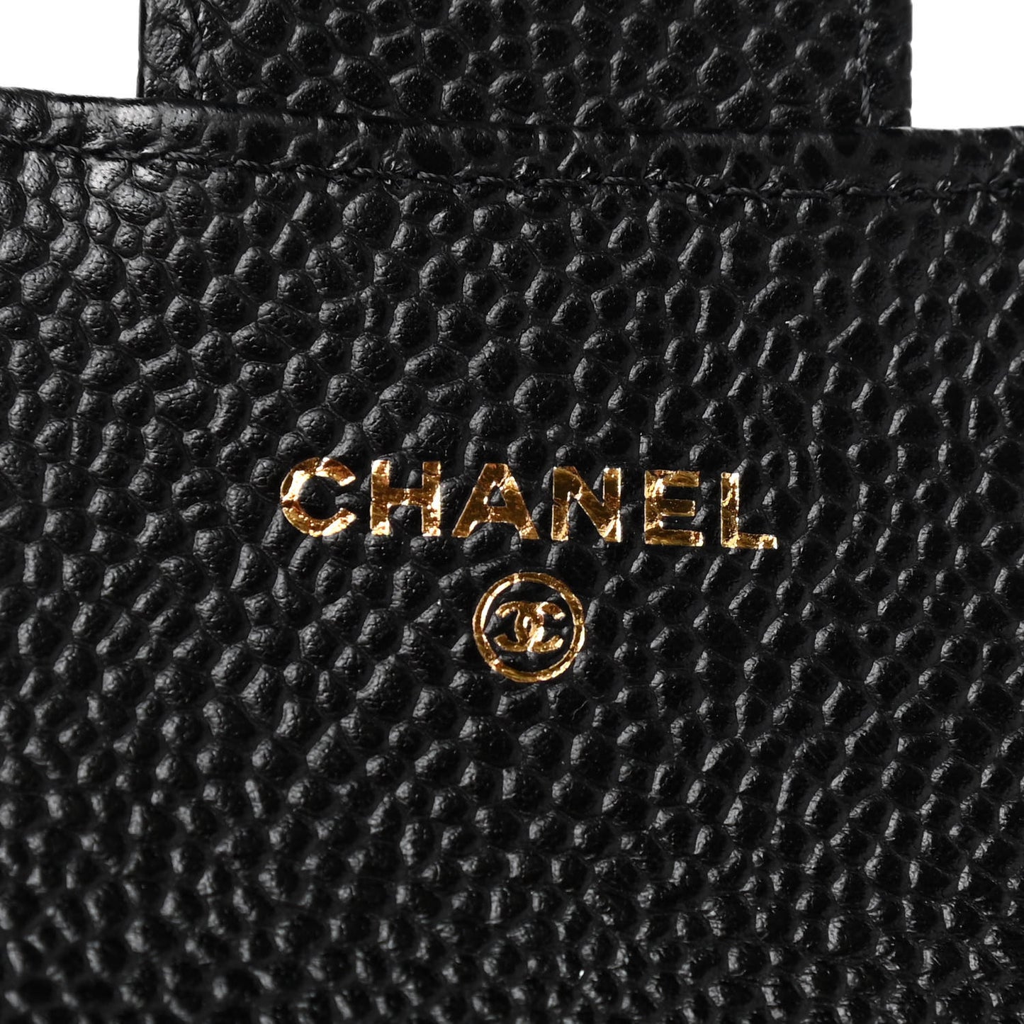 Caviar Quilted Flap Card Holder Wallet Black