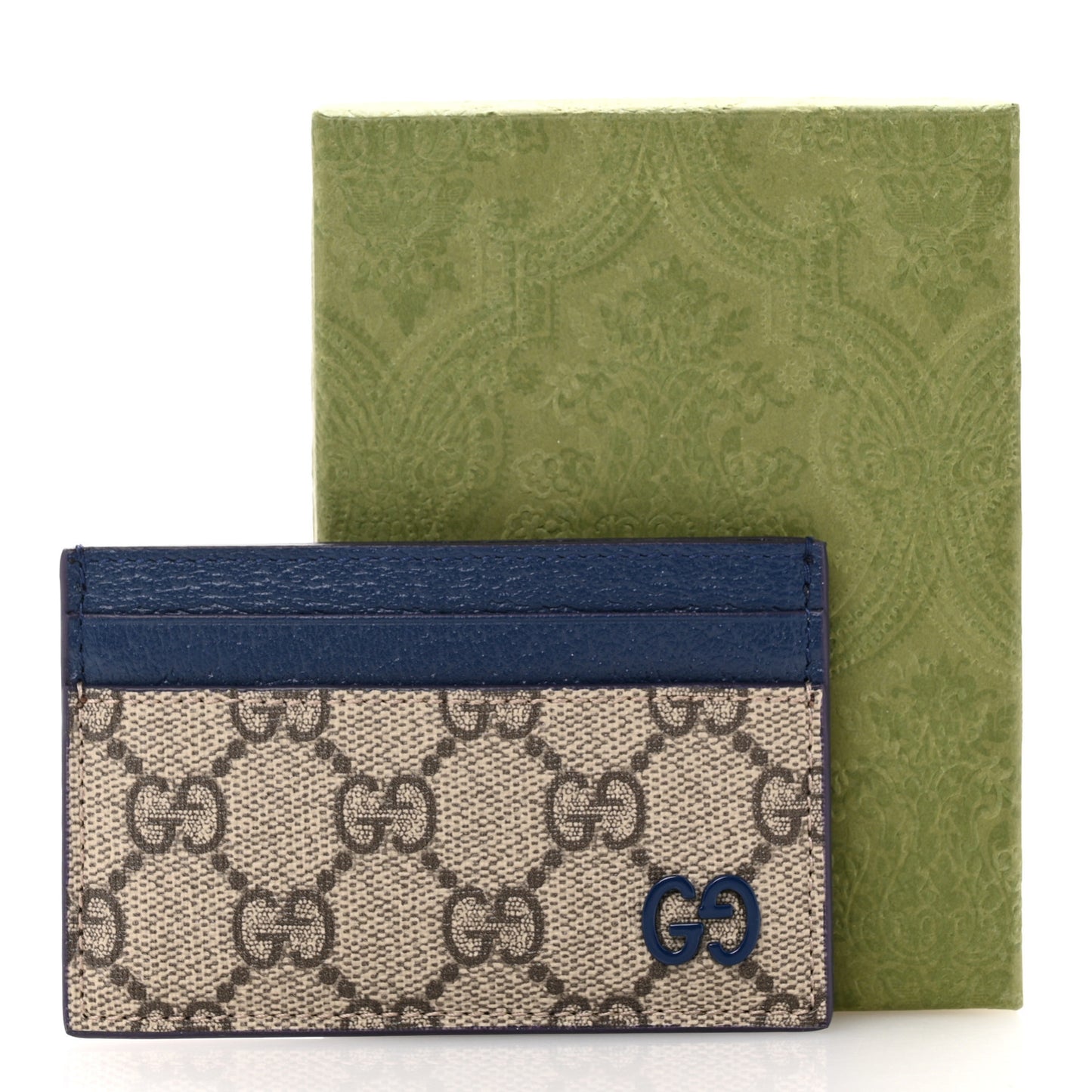 GG Supreme Monogram Bi-Color Card Holder Beige Ebony Royale