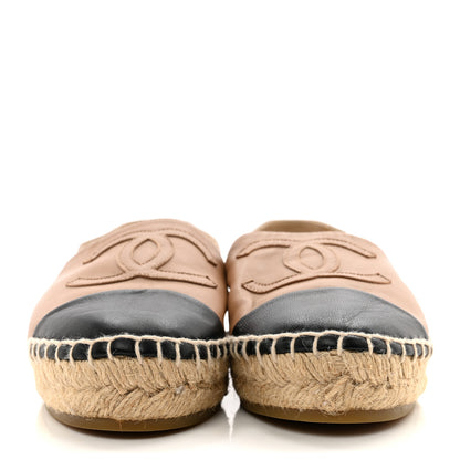 Chanel Lambskin CC Espadrilles 35 Beige Black 2 of 11