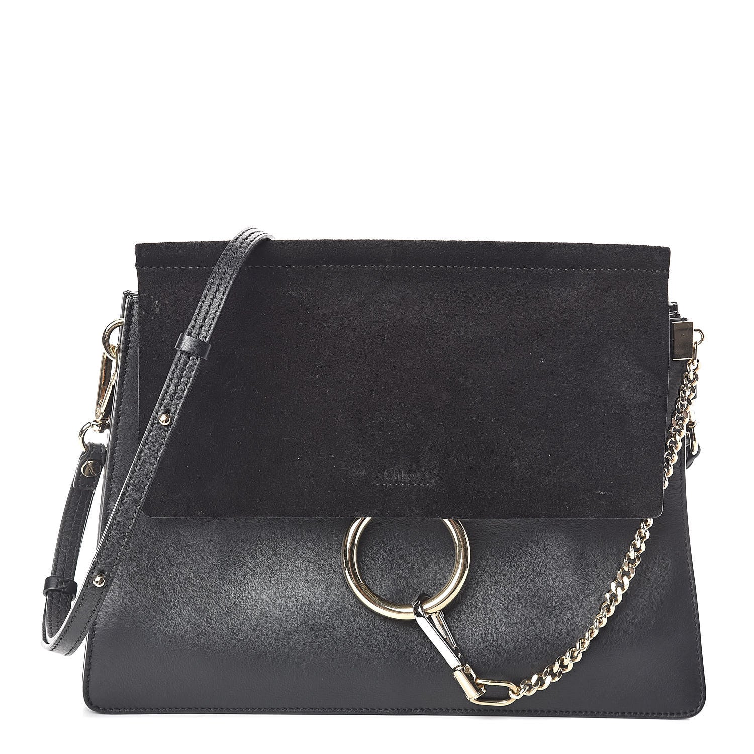 Chloe Suede Calfskin Medium Faye Shoulder Bag Black 1 of 9