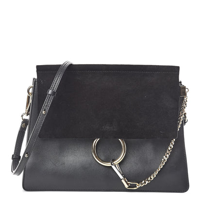 Chloe Suede Calfskin Medium Faye Shoulder Bag Black 1 of 9