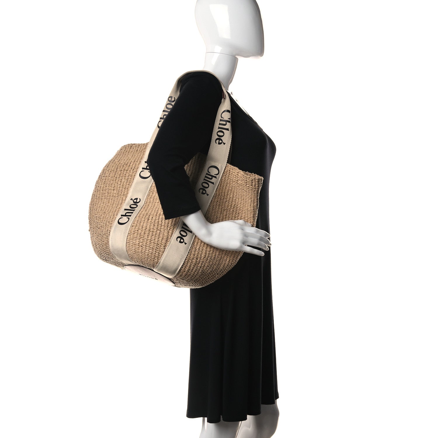 Chloe Raffia Large Woody Tote White 2 of 10