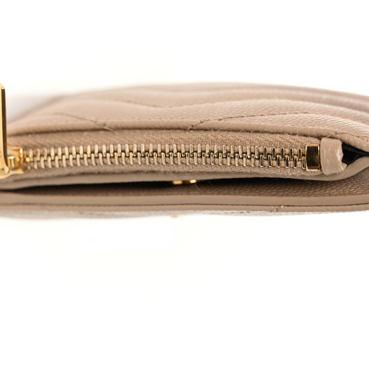 Saint Laurent Grain De Poudre Matelasse Chevron Monogram Zipped Card Case Nude Powder 9 of 11