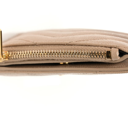 Saint Laurent Grain De Poudre Matelasse Chevron Monogram Zipped Card Case Nude Powder 9 of 11