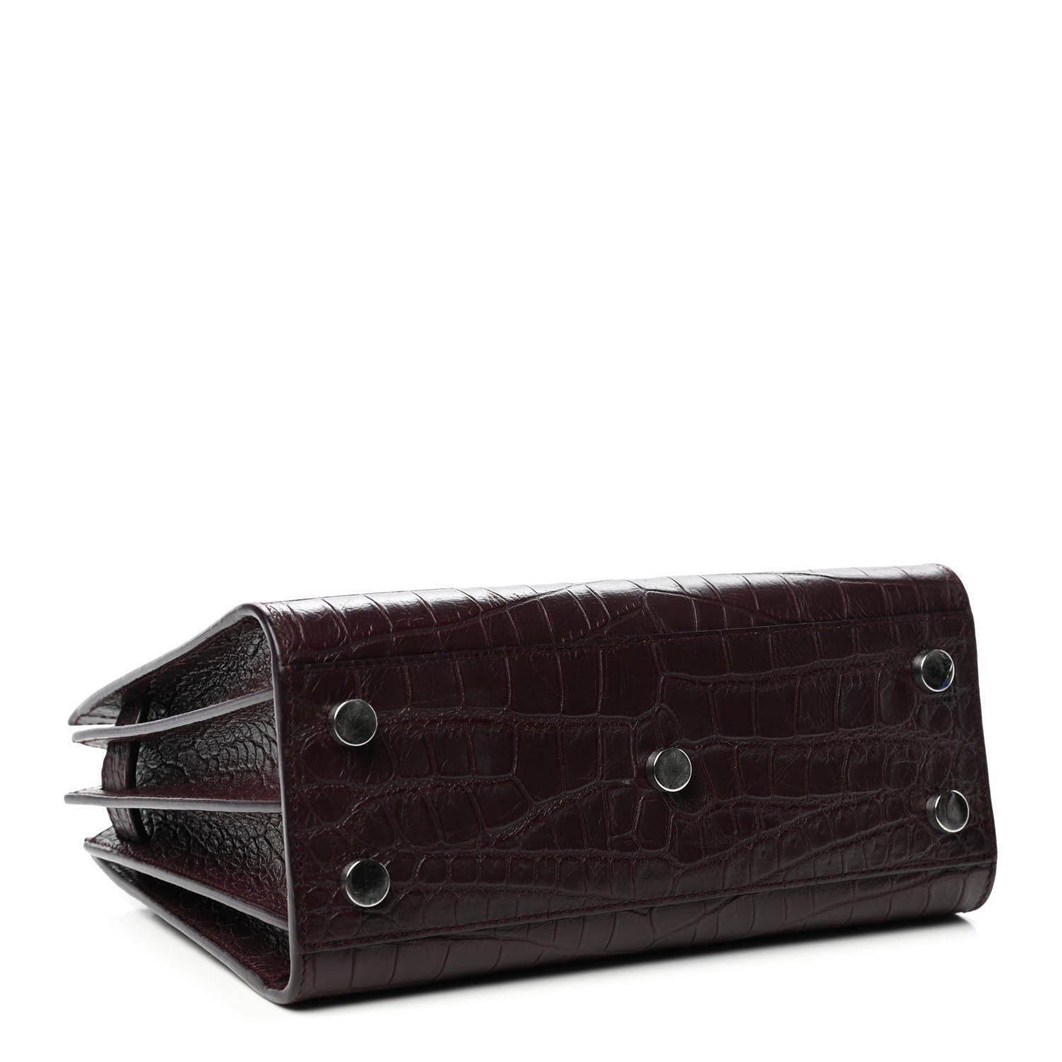 Saint Laurent Calfskin Crocodile Embossed Nano Sac De Jour Bordeaux 3 of 4