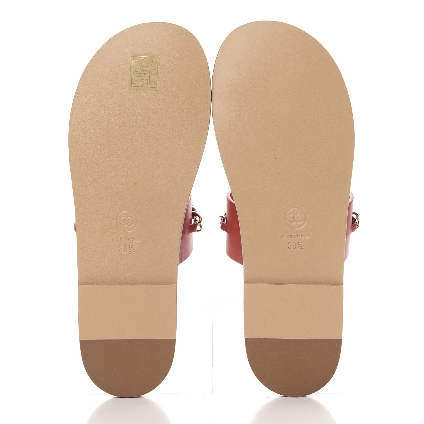 Calfskin Chain CC Logo Toe Ring Sandals 39.5 Red