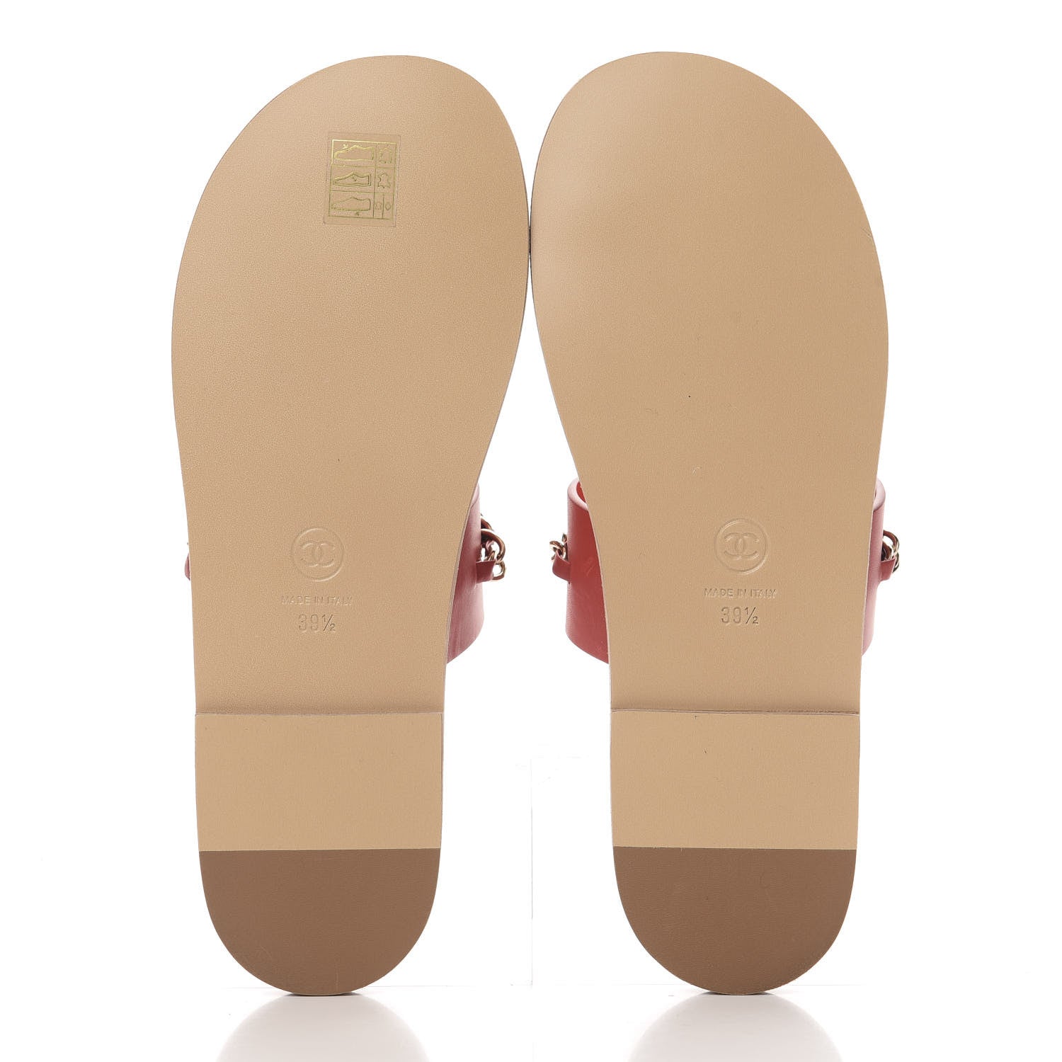 Chanel Calfskin Chain CC Logo Toe Ring Sandals 39.5 Red 5 of 9