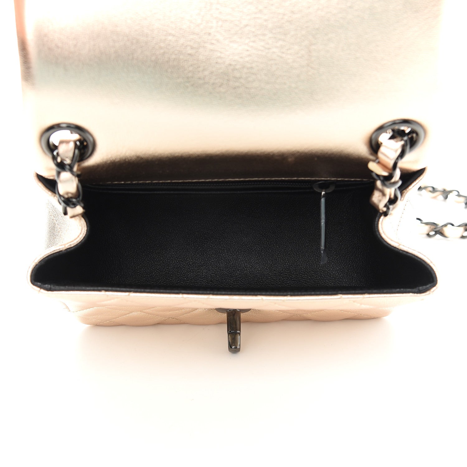 Chanel Metallic Lambskin Quilted Mini Square Flap Gold Black 5 of 9