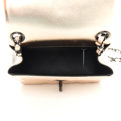 Chanel Metallic Lambskin Quilted Mini Square Flap Gold Black 5 of 9