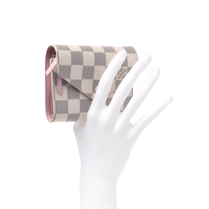 Louis Vuitton Damier Azur Victorine Wallet Rose Ballerine 2 of 7