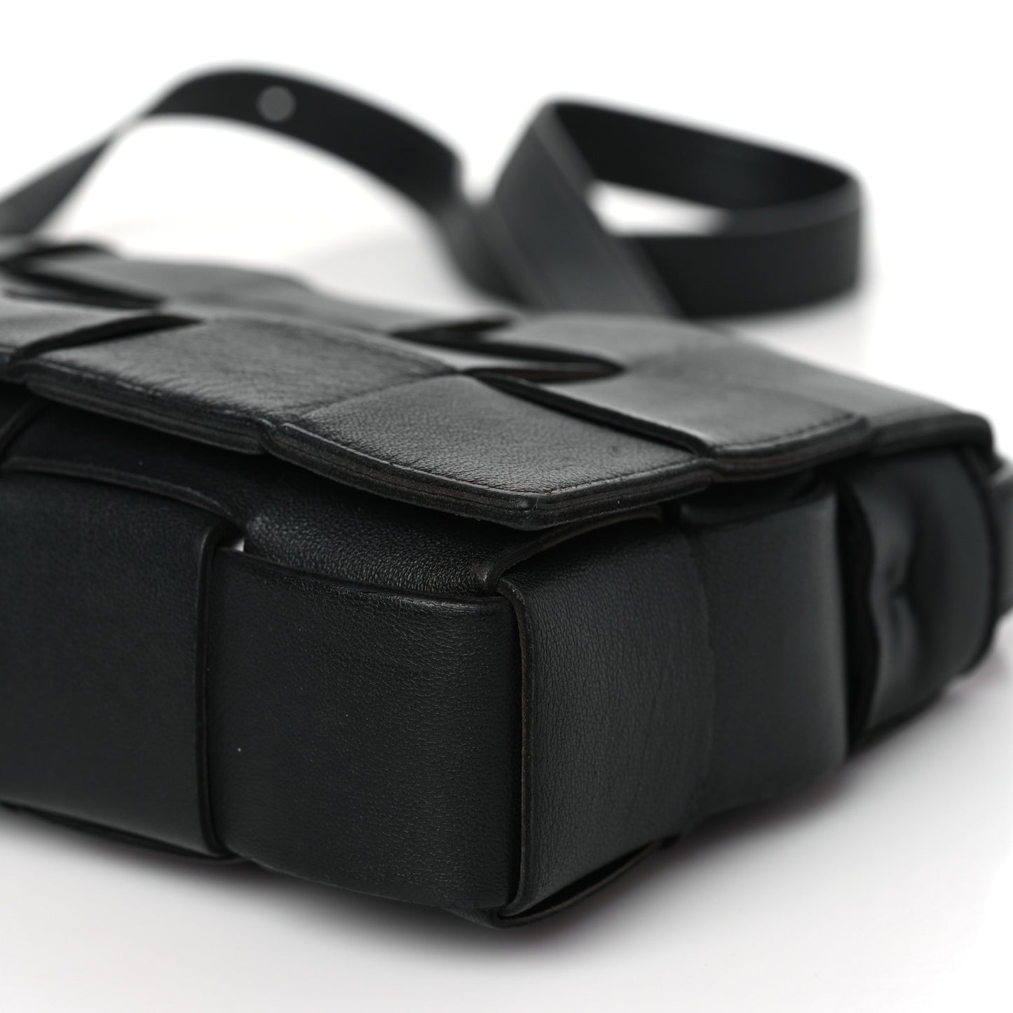 Lambskin Maxi Intreccio Small Cassette Crossbody Bag Black