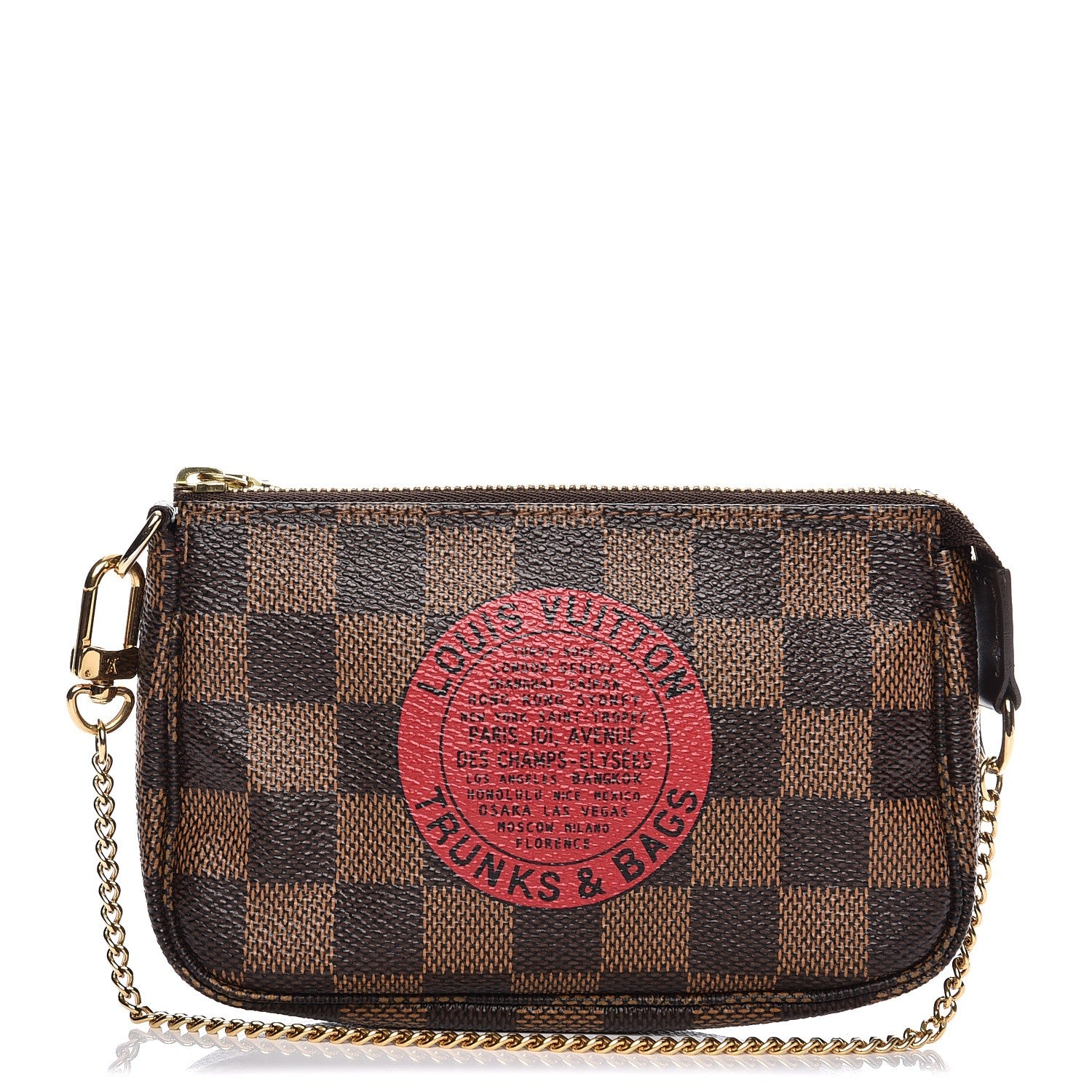 Louis Vuitton Damier Ebene Complice Trunks and Bags Mini Pochette Accessories Red 1 of 7