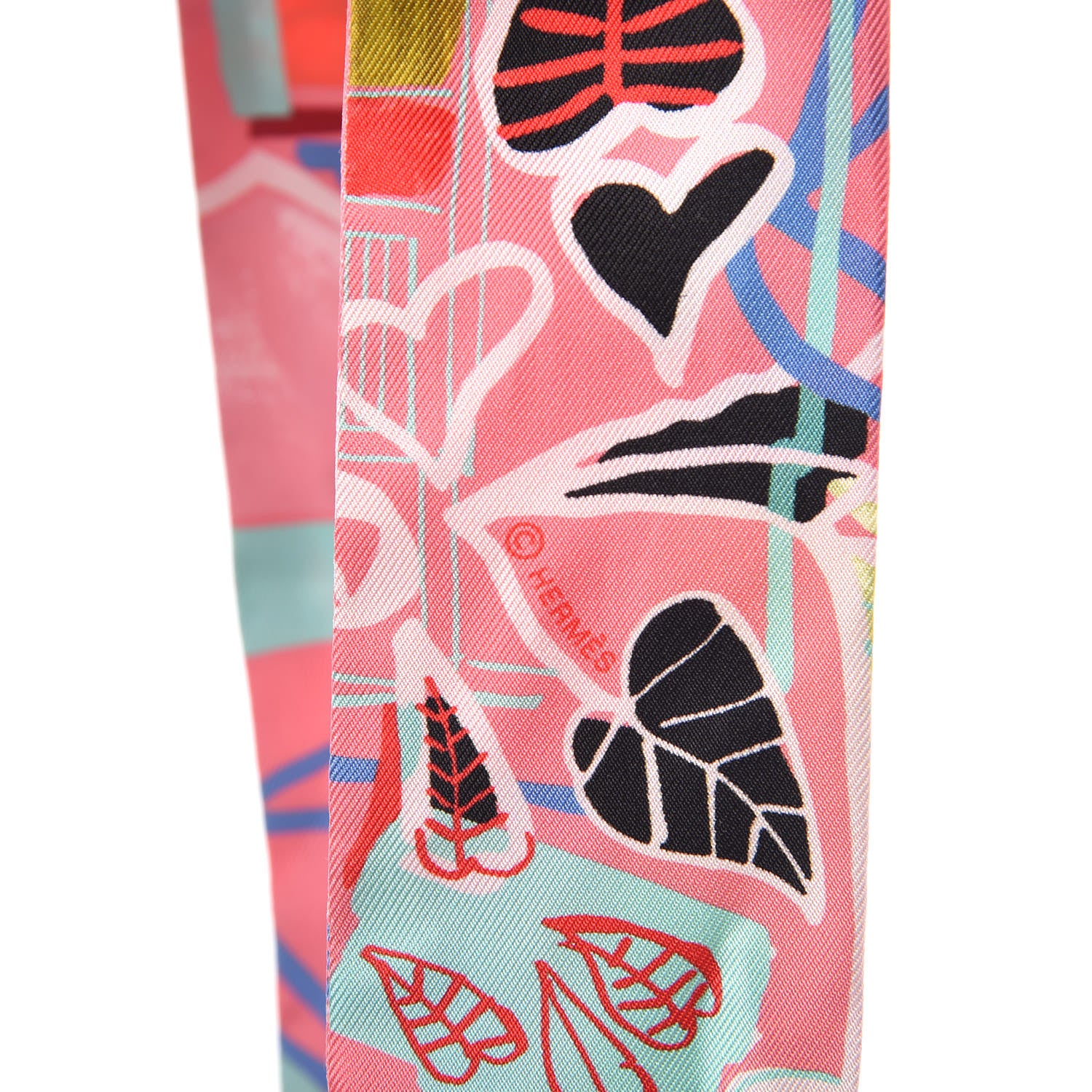 Hermes Silk Modernisme Tropical Twilly Rose Malabar Vert D'Eau 4 of 5