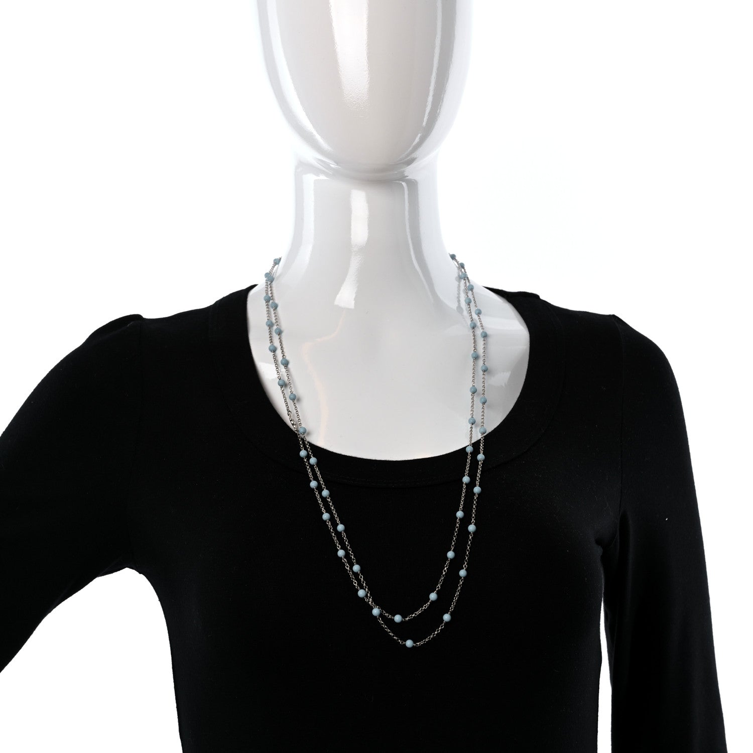 David Yurman Sterling SIlver Turquoise Long Bead Station Necklace 2 of 4