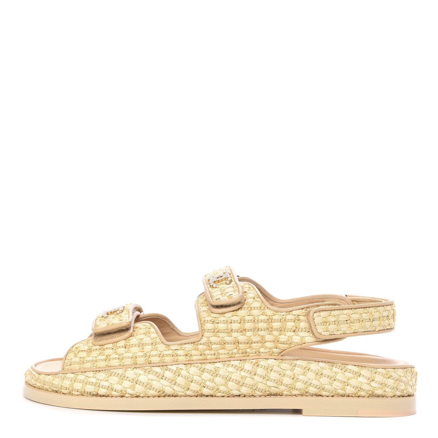 Braided Fabric Velcro Dad Sandals 42 Beige