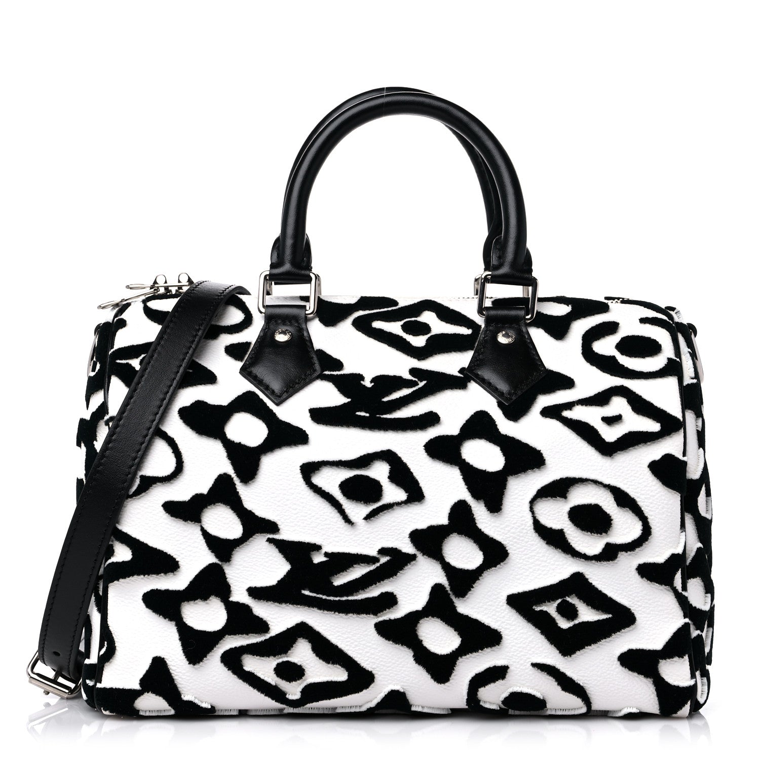 Louis Vuitton X UF Tufted Monogram Speedy Bandouliere 25 White Black 1 of 10