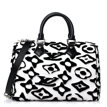 Louis Vuitton X UF Tufted Monogram Speedy Bandouliere 25 White Black 1 of 10