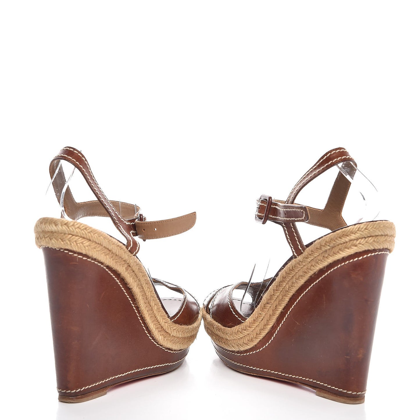 Calfskin Almeria 120 Wedge Sandals 41 Tobacco