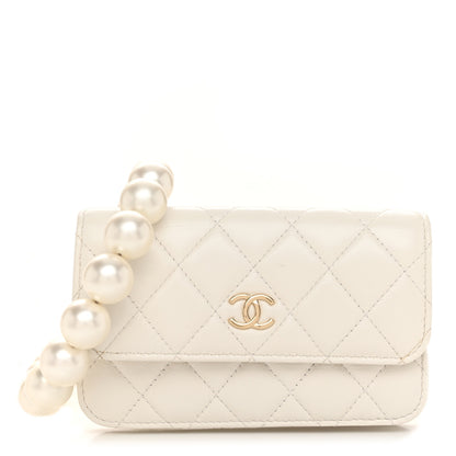 Chanel Calfskin Quilted Maxi Pearls Clutch With Chain White 1 of 13