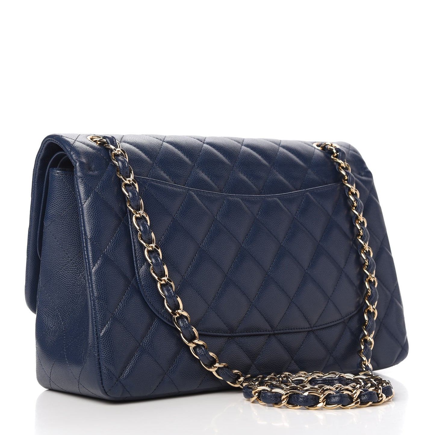 Caviar Quilted Jumbo Double Flap Blue