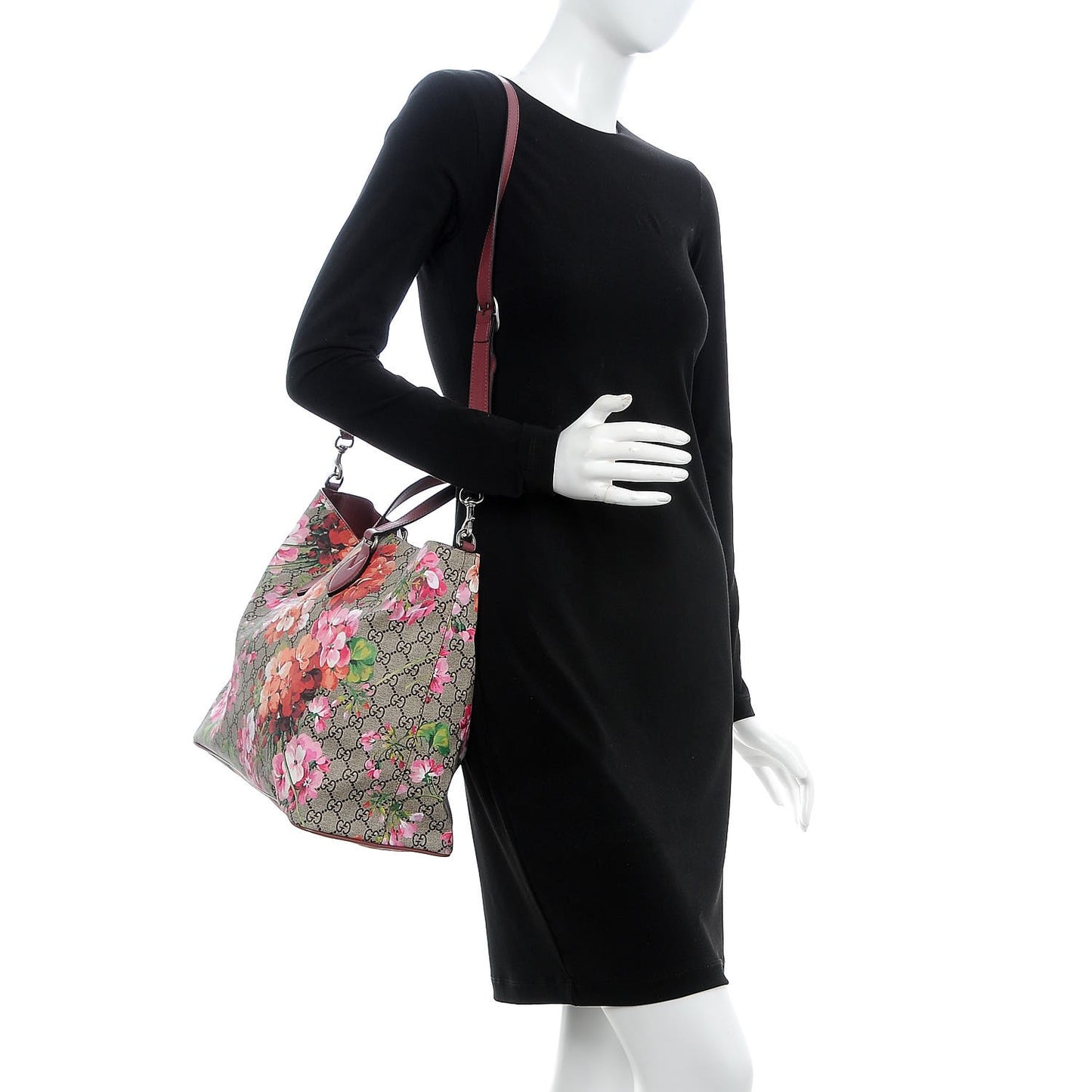 Soft GG Supreme Monogram Blooms Medium Crossbody Tote Beige Multicolor Dry Rose