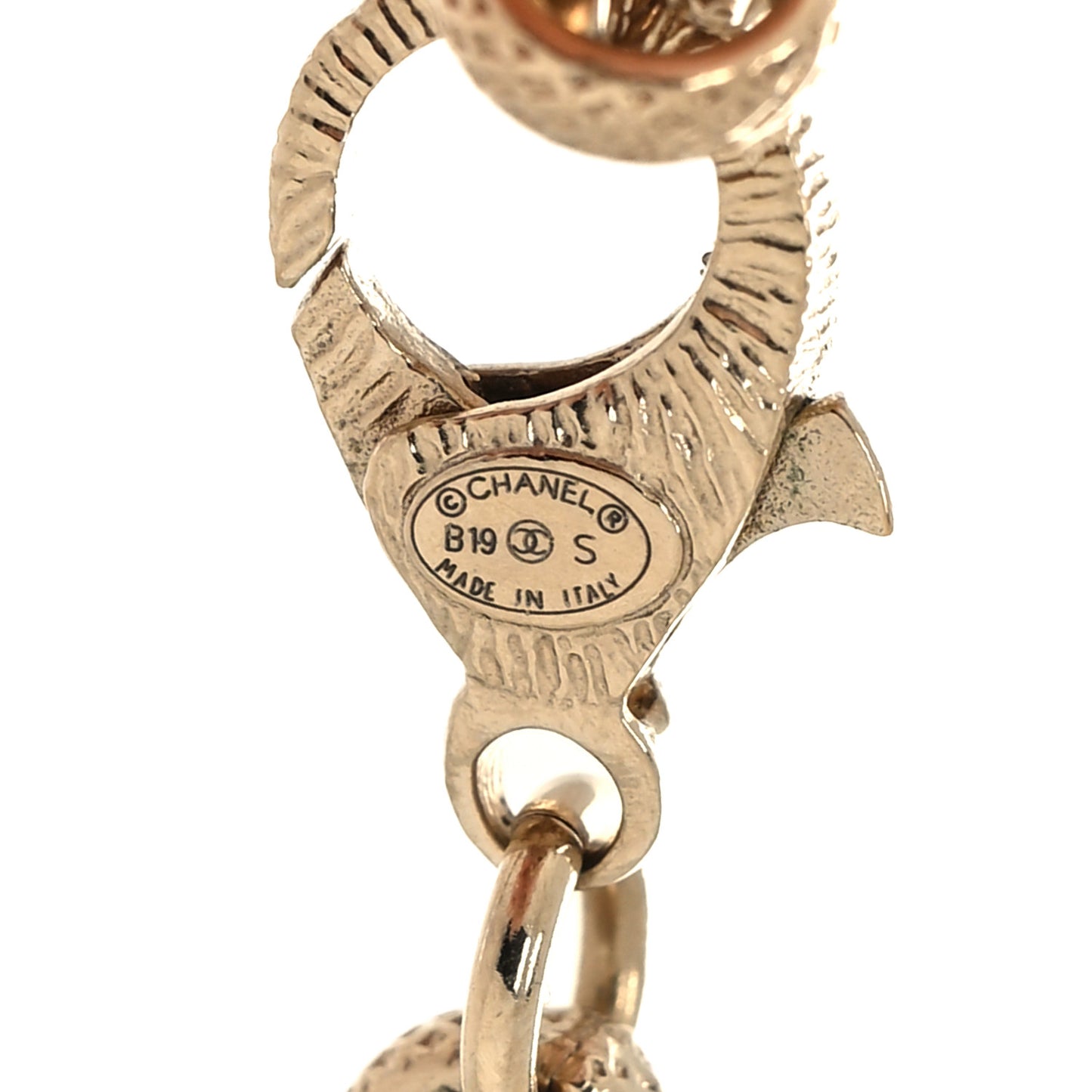 Metal Crystal Cha-Nel Logo Necklace Gold