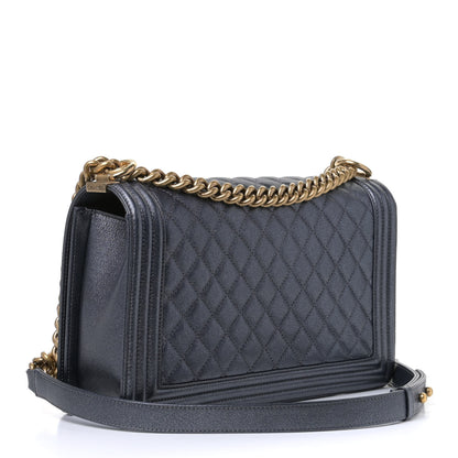 Chanel Metallic Calfskin Quilted New Medium Boy Flap Charcoal 2 of 4