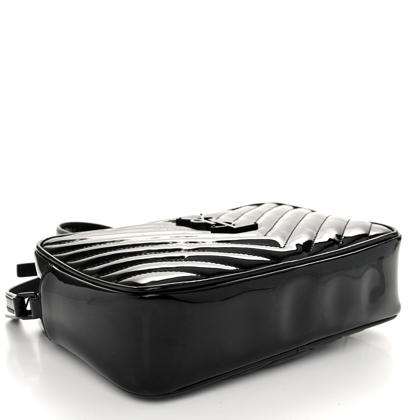 Patent Calfskin Matelasse Monogram Lou Camera Bag Black