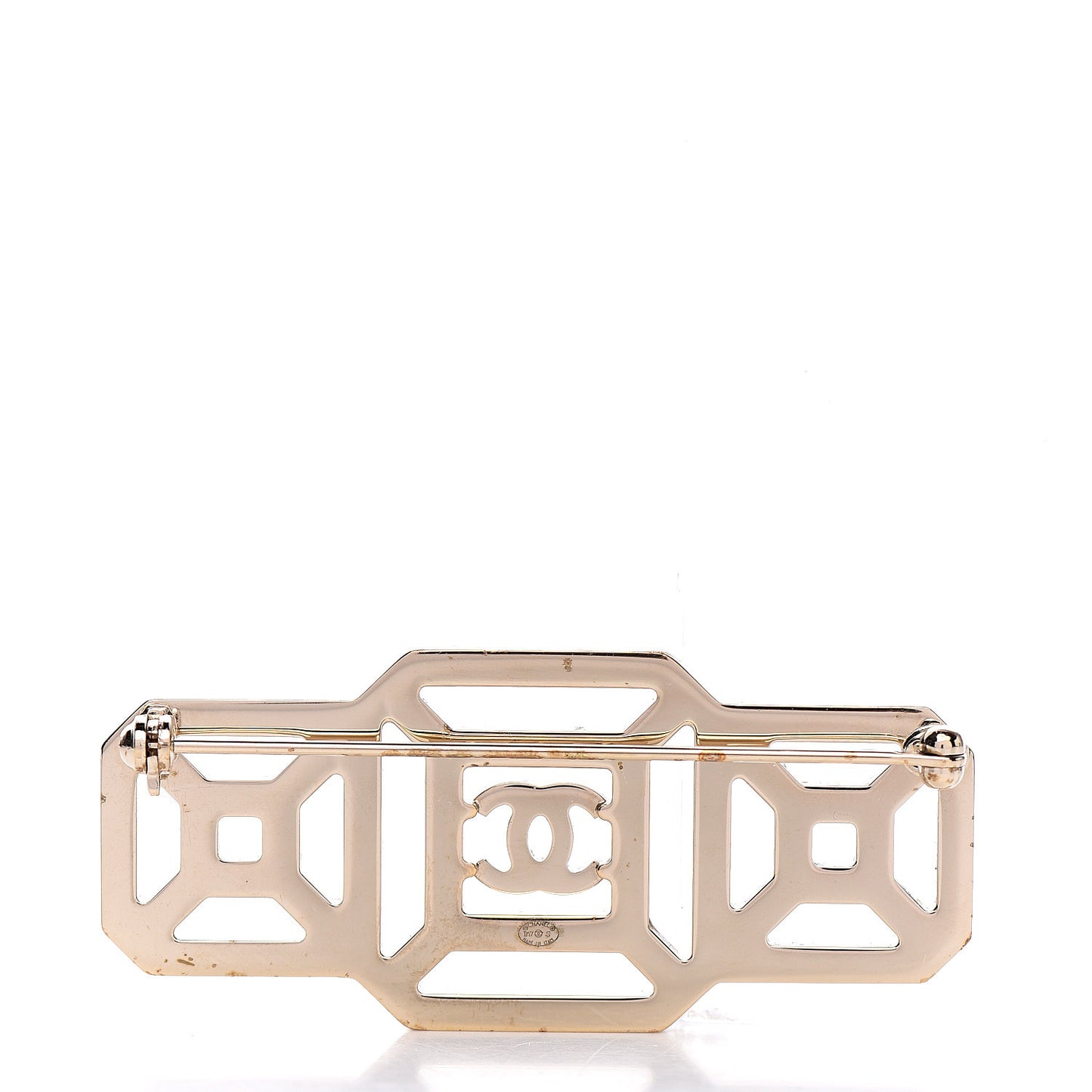 Crystal CC Brooch Light Gold Pink