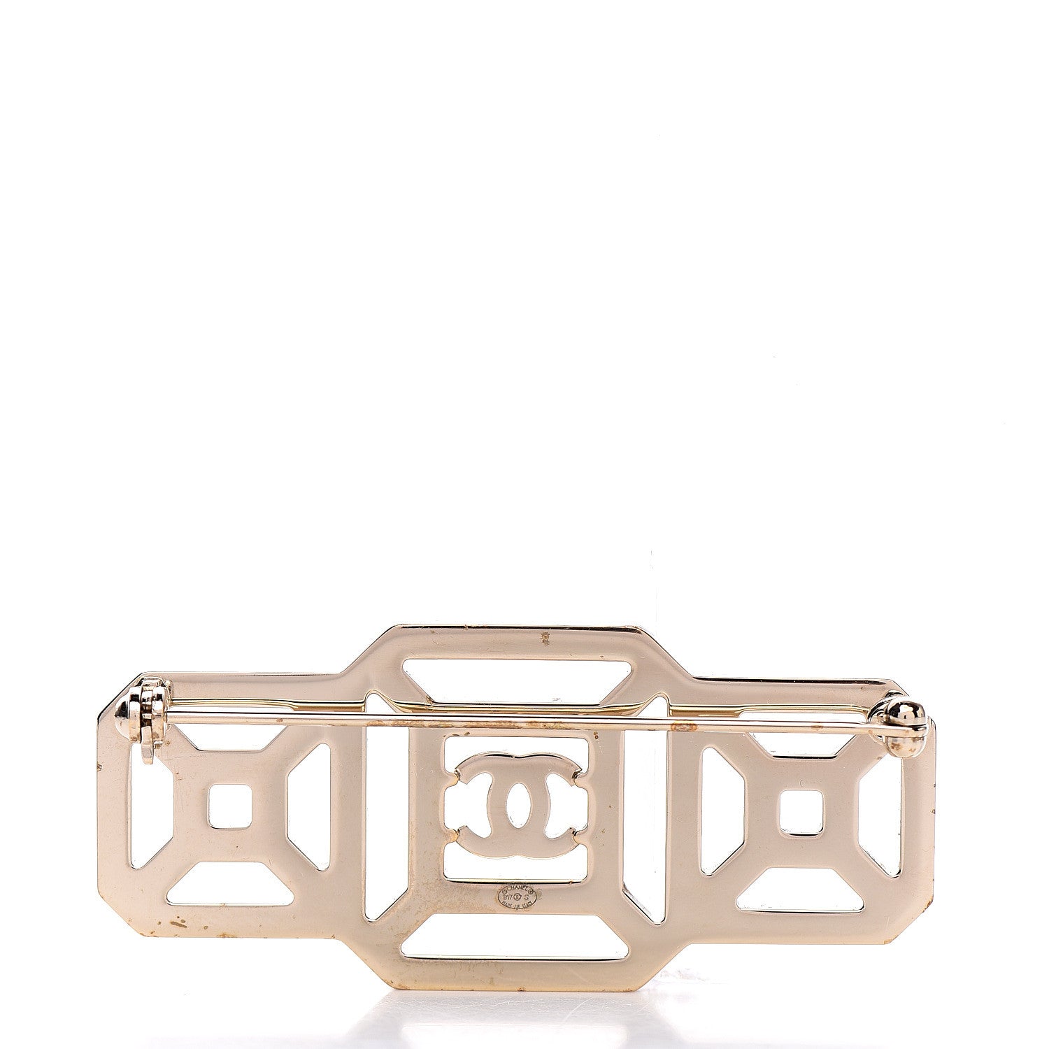 Chanel Crystal CC Brooch Light Gold Pink 2 of 4