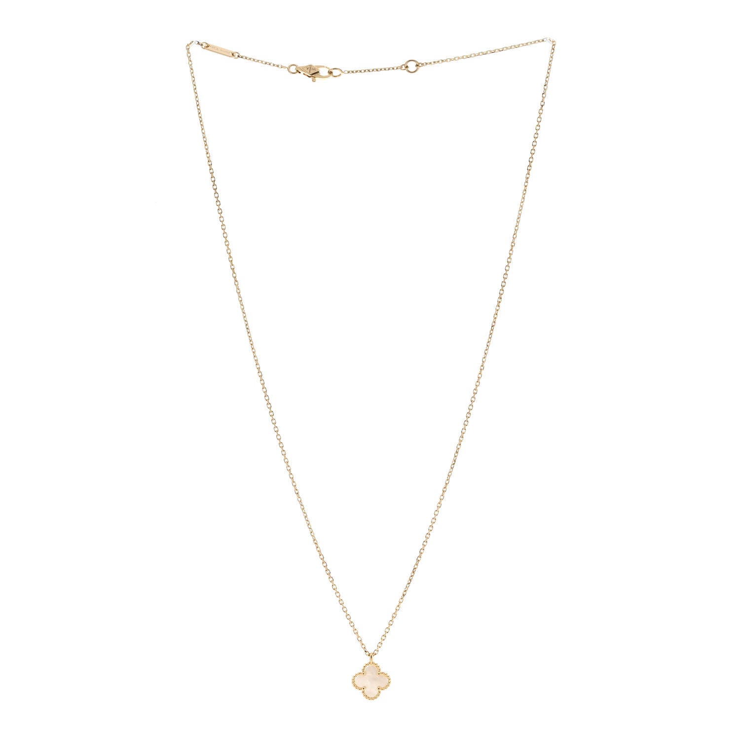 Van Cleef & Arpels 18K Yellow Gold Mother of Pearl Sweet Alhambra Pendant Necklace 3 of 5