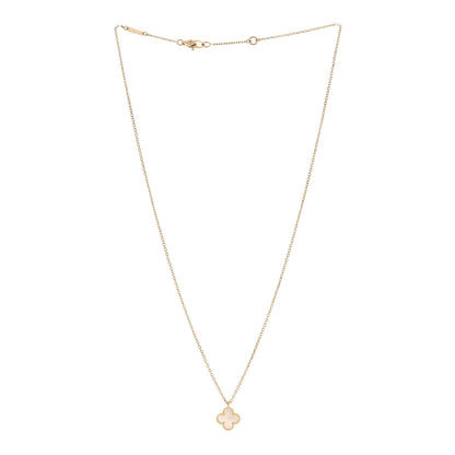 Van Cleef & Arpels 18K Yellow Gold Mother of Pearl Sweet Alhambra Pendant Necklace 3 of 5