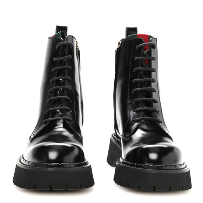 Gucci Spice Lux Nappa Web Combat Boots 37 Black 3 of 9