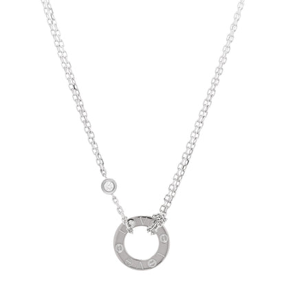 Cartier 18K White Gold 2 Diamond LOVE Necklace 1 of 7