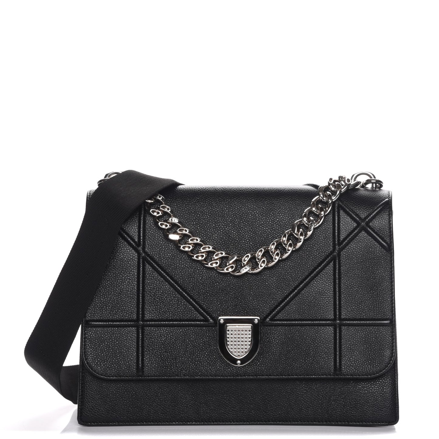 Grained Calfskin Diorama Satchel Black