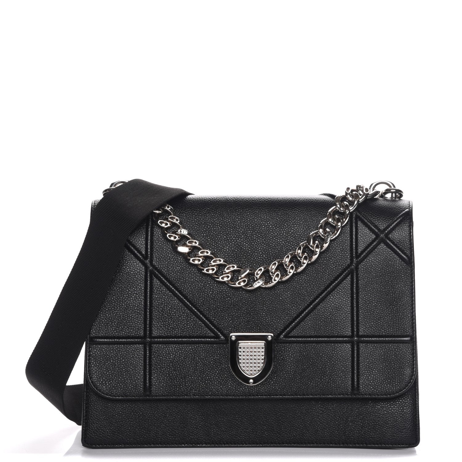 Christian Dior Grained Calfskin Diorama Satchel Black 1 of 8