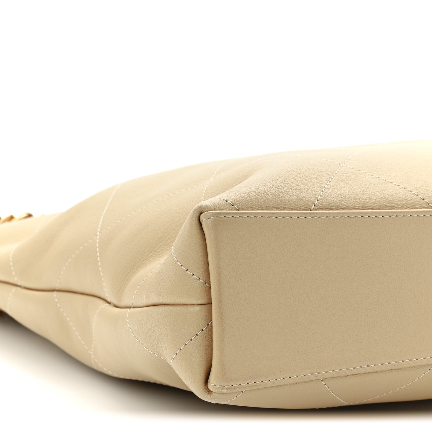 Calfskin Stitched Small Shopping Tote Dark Beige