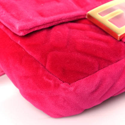 Fendi Velvet FF Embossed Hip Belt Baguette Bag Fuxia 8 of 9