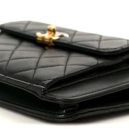 Chanel Lambskin Quilted Square Front Pocket Clutch With Chain Black 10 of 10