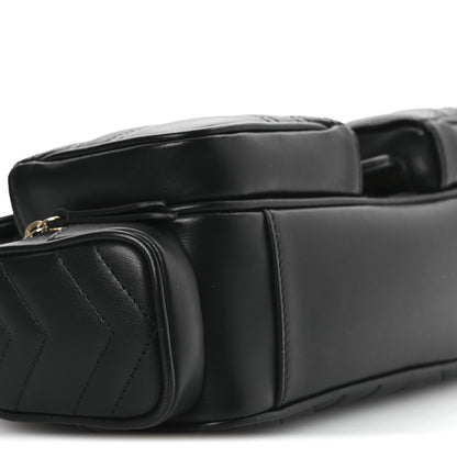 Gucci Calfskin Matelasse Small GG Marmont Multi Pocket Shoulder Bag Black 9 of 10