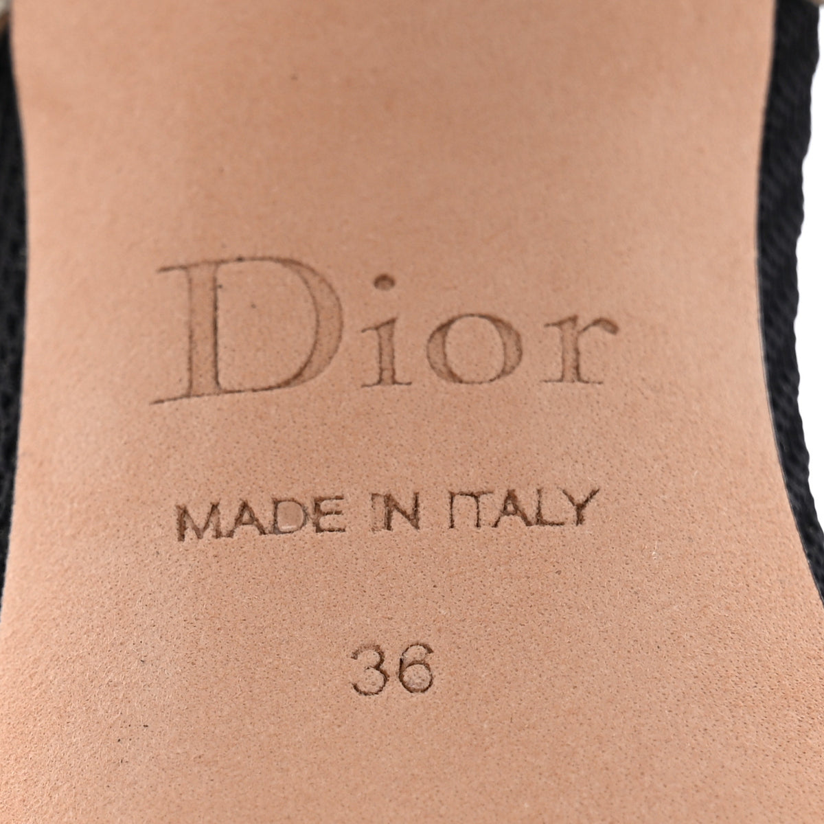 Christian Dior Cotton Embroidered Ribbon J'Adior 100mm Sandals 36 Black 9 of 11