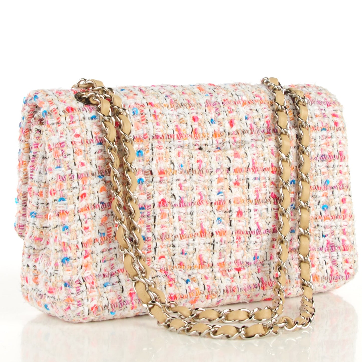 Tweed Quilted Medium Fantasy Sequin Double Flap Multicolor