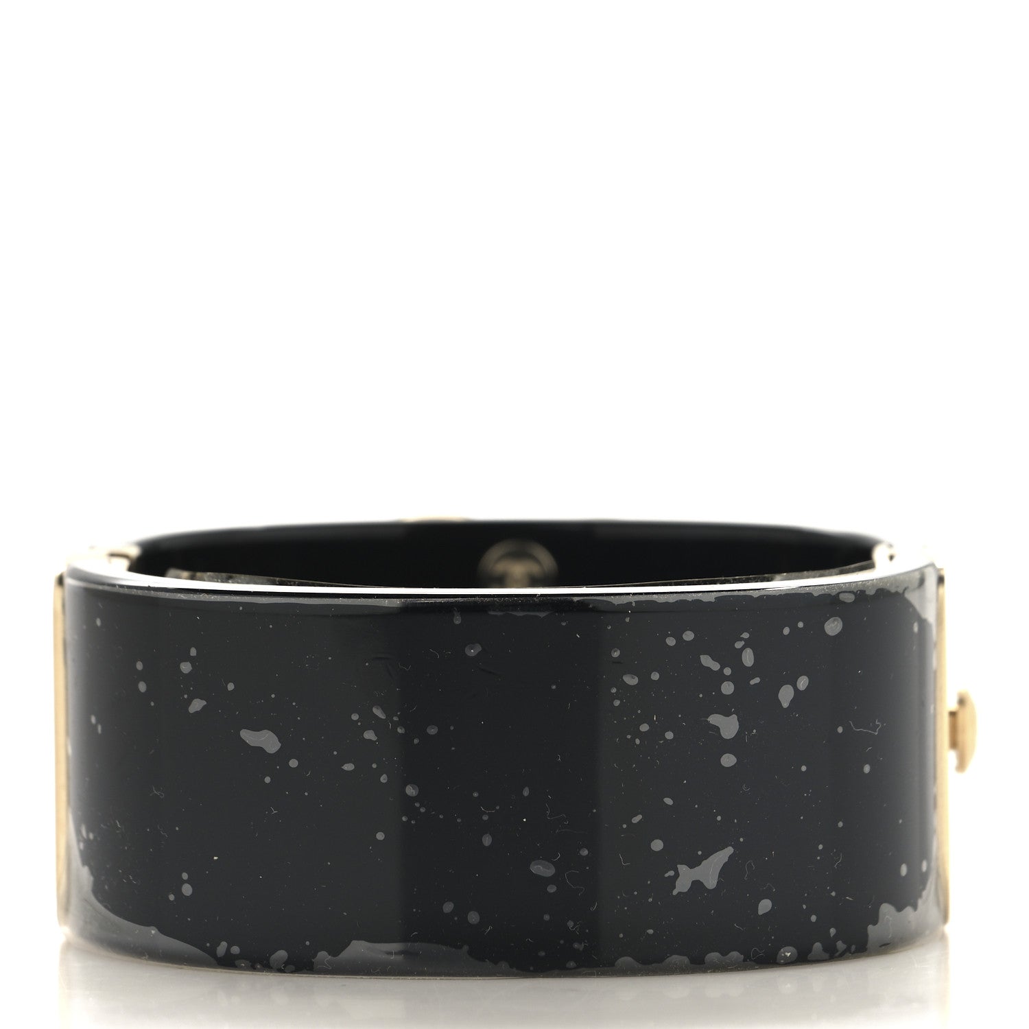 Chanel Resin Crystal CC Cuff Black Gold 3 of 6