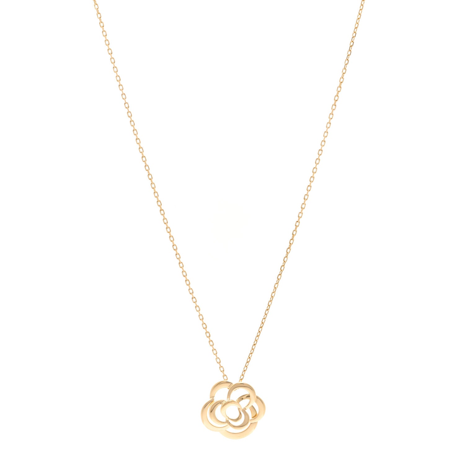 Chanel 18K Yellow Gold Fil de Camelia Pendant Necklace 1 of 6
